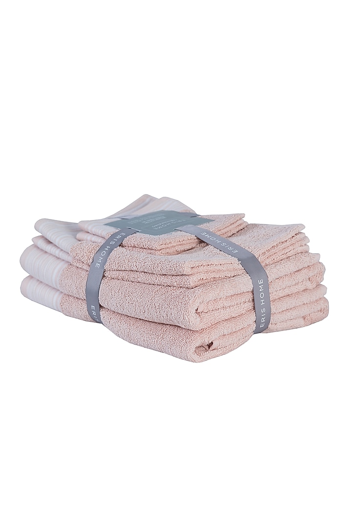 Pink Cotton Towel Set (Set of 6) by Eris home at Pernia's Pop Up Shop