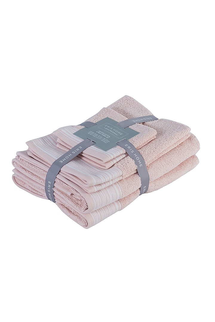 Pink Cotton Towel Set (Set of 6) by Eris home at Pernia's Pop Up Shop