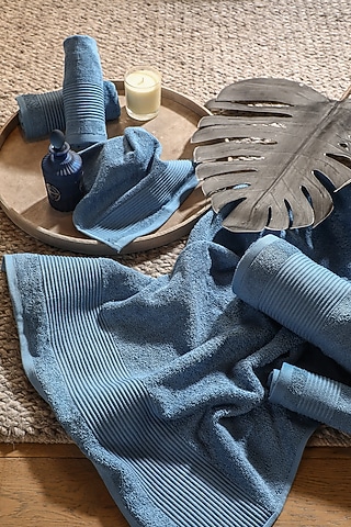 Blue Cotton Towel Set (Set of 6) by Eris home