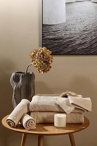Beige Cotton Towel Set (Set of 6) by Eris home
