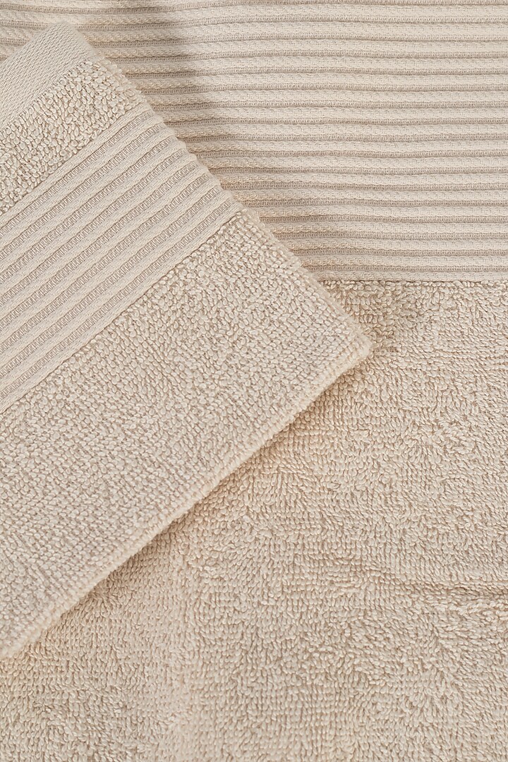 Beige Cotton Towel Set (Set of 6) by Eris home at Pernia's Pop Up Shop