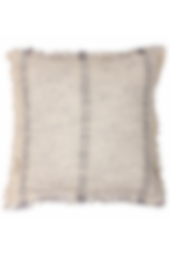 Cream Blended Cotton Woven Cushion Cover by Eris Home