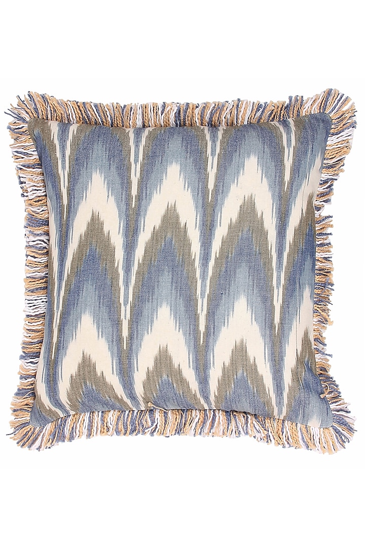 Blue Cotton Woven Cushion Cover by Eris Home