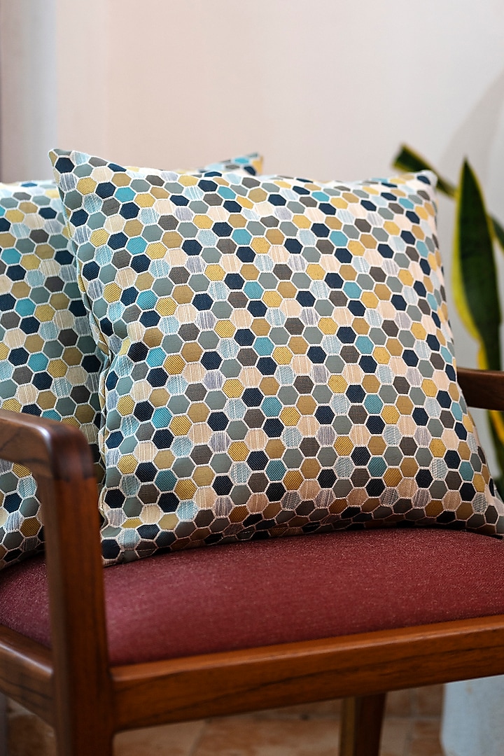 Multi-Color Blended Cotton Geometric Woven Cushion Cover by Eris Home