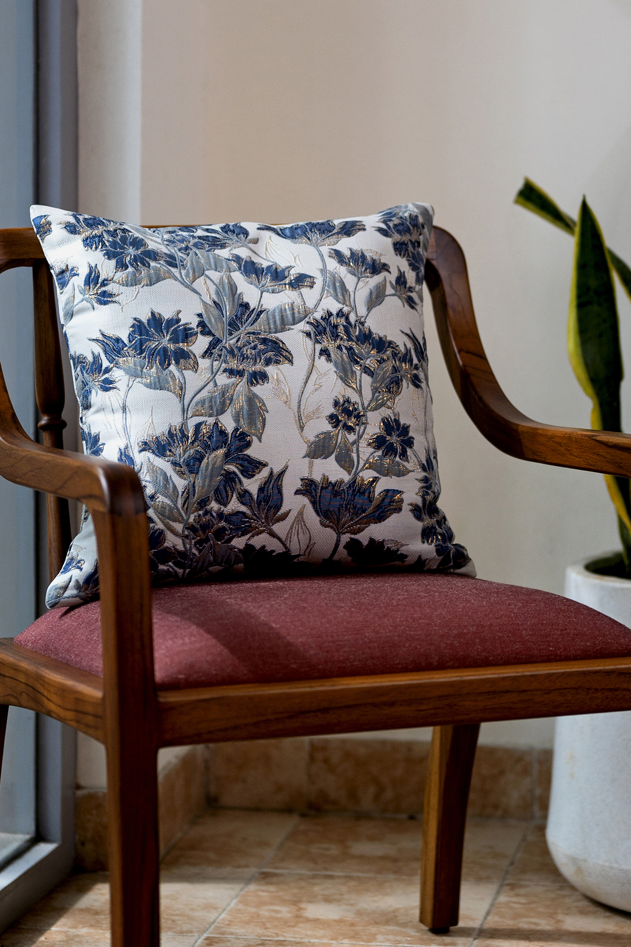 Multi-Color Blended Cotton Floral Cushion Cover by Eris Home