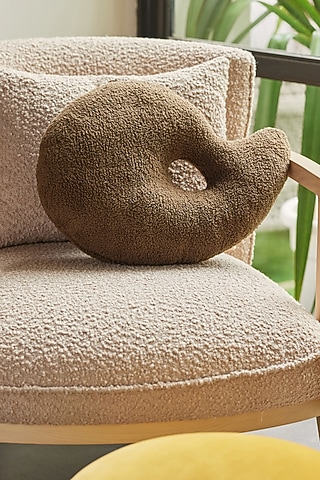 Chocolate Brown Sherpa Yin To My Yang Cushion by Eris home