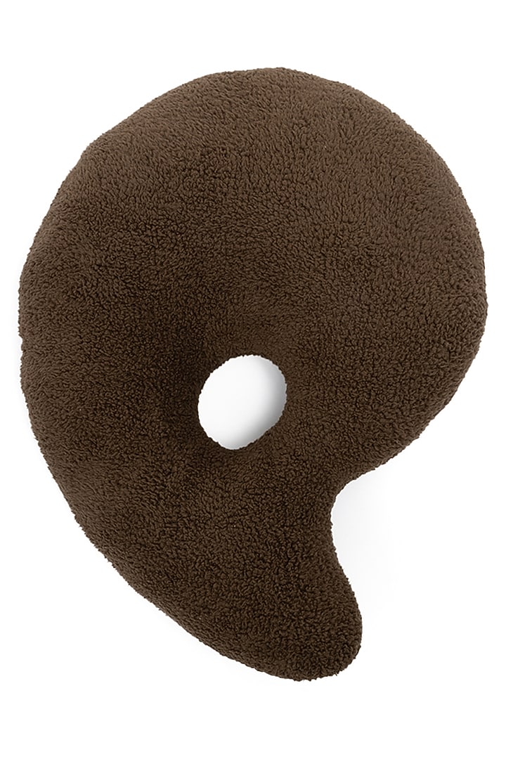 Chocolate Brown Sherpa Yin To My Yang Cushion by Eris home at Pernia's Pop Up Shop