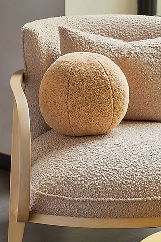 Beige Boucle Sphere Cushion by Eris home