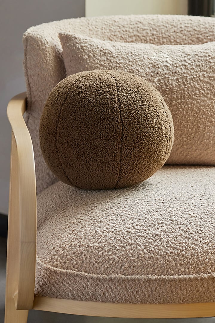 Chocolate Brown Boucle Sphere Cushion by Eris home