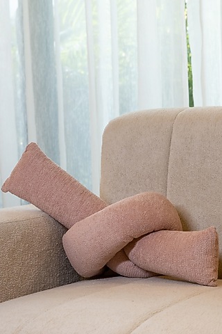 Blush Pink Boucle Love Knot Cushion by Eris home