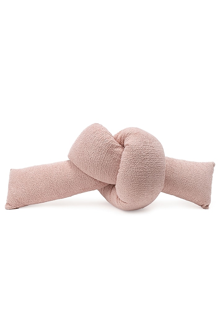 Blush Pink Boucle Love Knot Cushion by Eris home at Pernia's Pop Up Shop