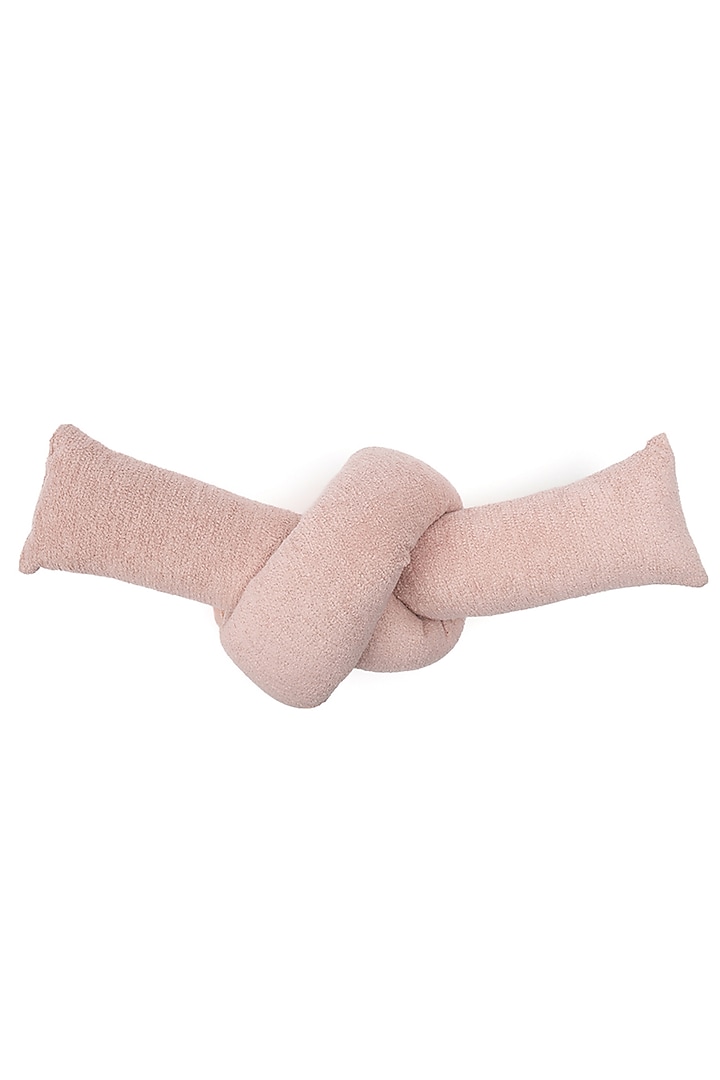 Blush Pink Boucle Love Knot Cushion by Eris home at Pernia's Pop Up Shop