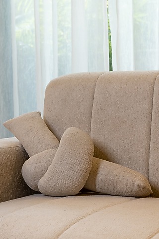 Cream Boucle Love Knot Cushion by Eris home