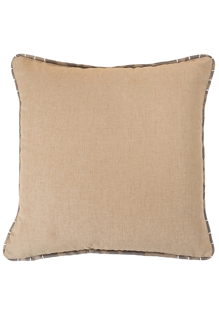 Beige Ahimsa Silk Jacquard Cushion Cover by Eris home
