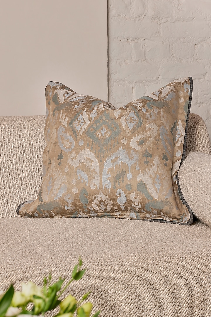 Multi-Colored Ahimsa Silk Jacquard Cushion Cover by Eris home