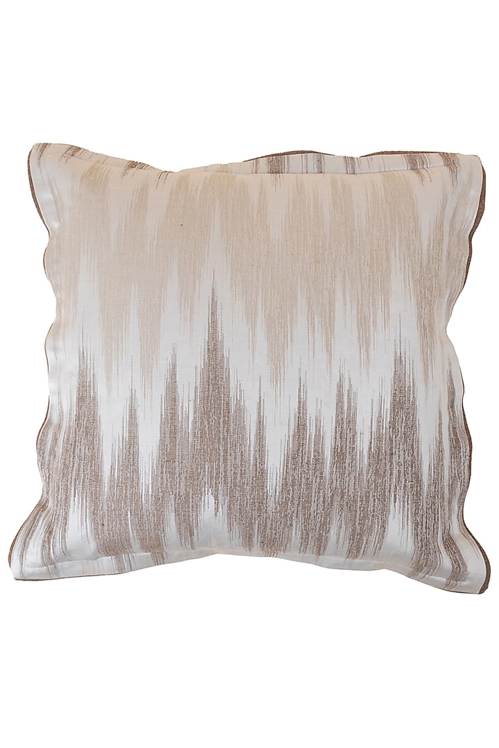 Ivory Ahimsa Silk Jacquard Woven Cushion Cover by Eris home