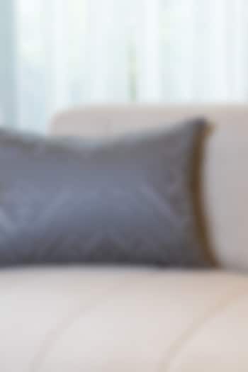 Grey Ahimsa Silk Jacquard Woven Cushion Cover by Eris home