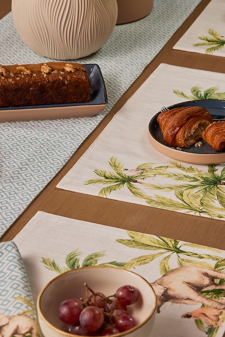 Blue Cotton Geometric Printed Table Runner by Eris home at Pernia's Pop Up Shop