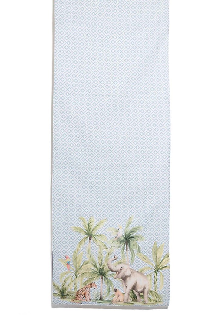 Blue Cotton Geometric Printed Table Runner by Eris home at Pernia's Pop Up Shop