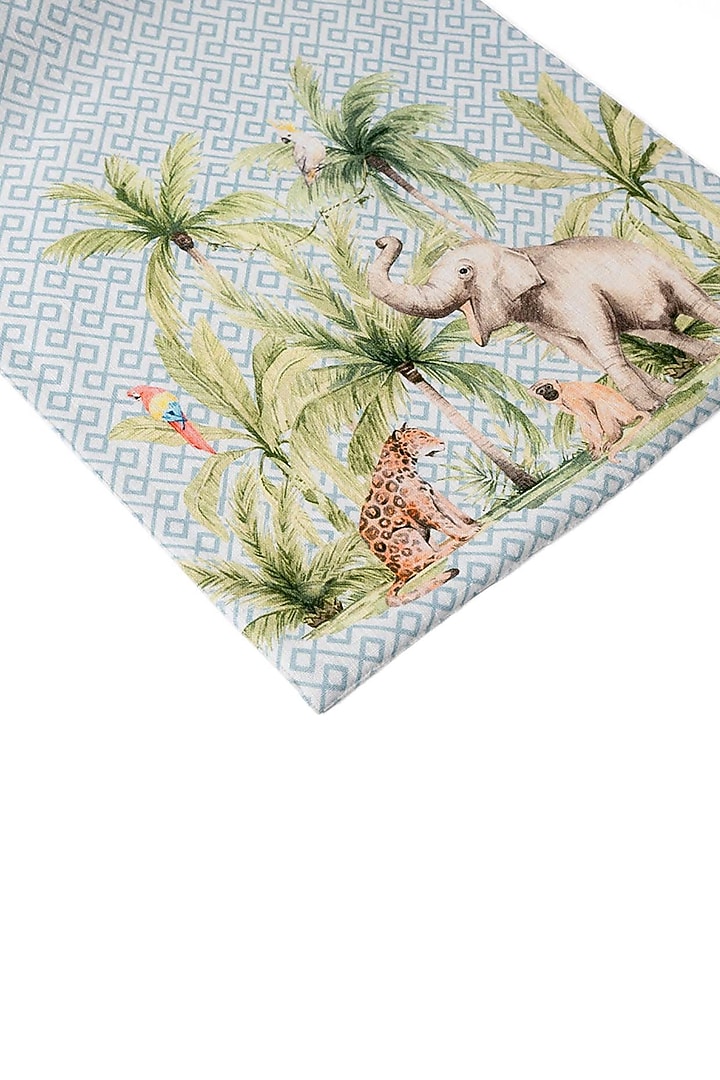 Blue Cotton Geometric Printed Table Runner by Eris home at Pernia's Pop Up Shop