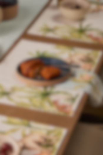 Blue Cotton Geometric Printed Table Mat Set by Eris home at Pernia's Pop Up Shop