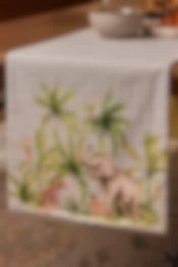 Beige Cotton Geometric Printed Table Runner by Eris home at Pernia's Pop Up Shop
