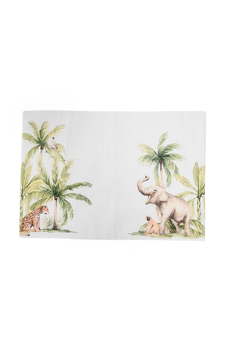 Beige Cotton Geometric Printed Table Mat Set by Eris home at Pernia's Pop Up Shop
