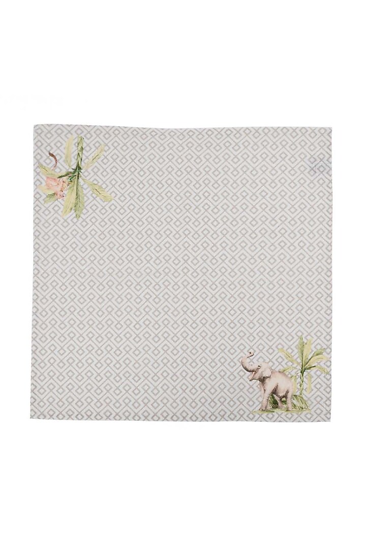 Beige Cotton Geometric Printed Napkin Set by Eris home at Pernia's Pop Up Shop