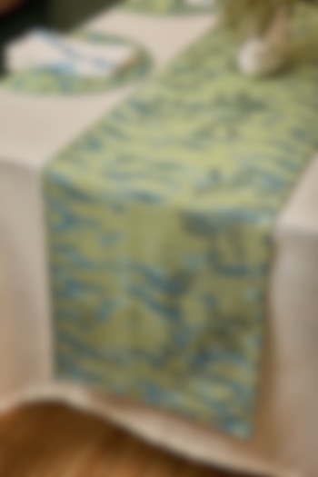 Green & Blue Cotton Abstract Printed Table Runner by Eris home at Pernia's Pop Up Shop