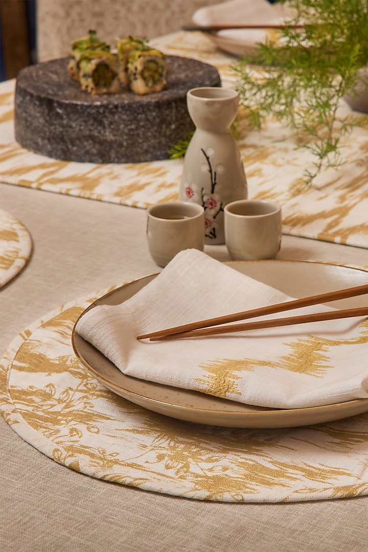 Golden Cotton Abstract Printed Table Mat Set by Eris home at Pernia's Pop Up Shop