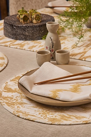 Golden Cotton Abstract Printed Table Mat Set by Eris home