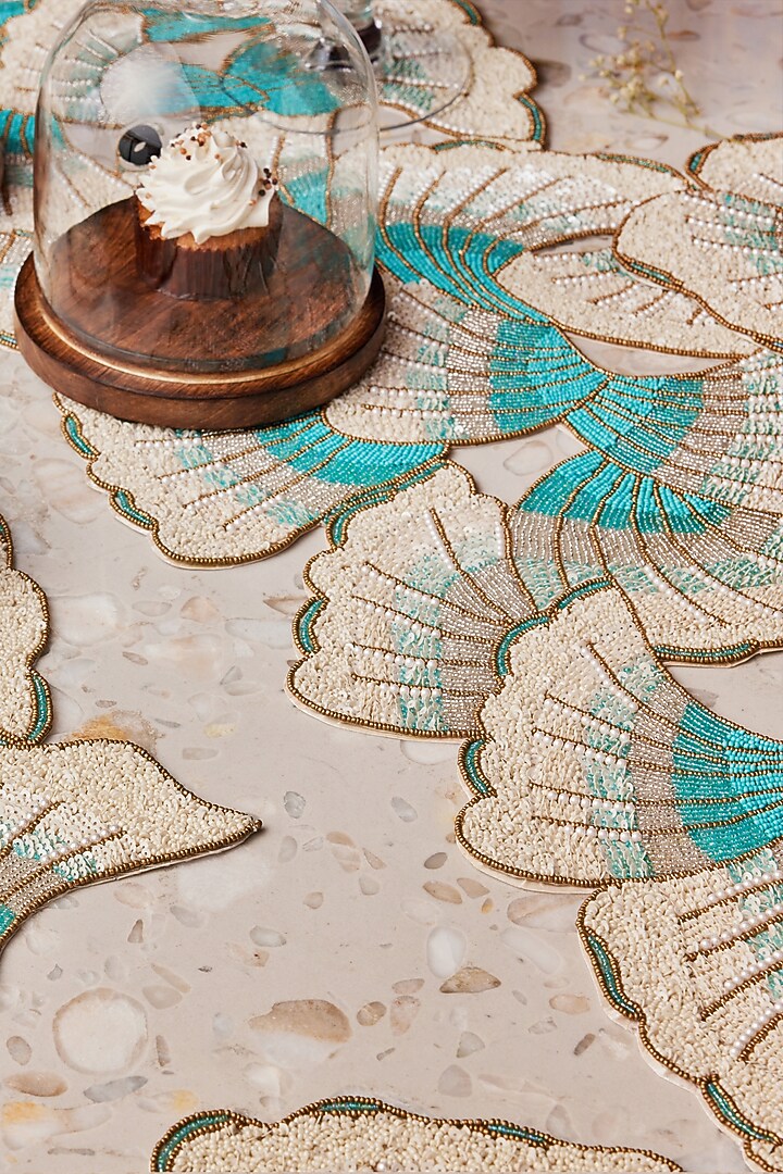 Mineral Blue Sequins & Glass Beaded Ombre Table Runner by Eris home at Pernia's Pop Up Shop
