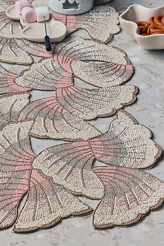 Powder Pink Sequins & Glass Beaded Ombre Table Runner by Eris home