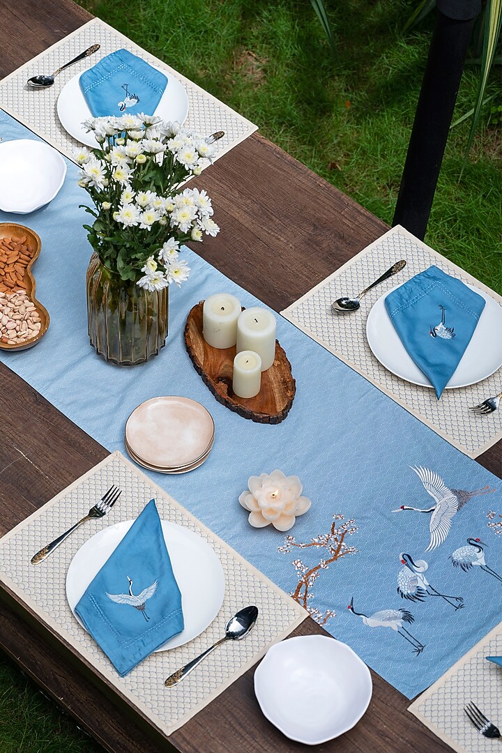 Beige Cotton Quilted Table Mat Set by Eris home at Pernia's Pop Up Shop