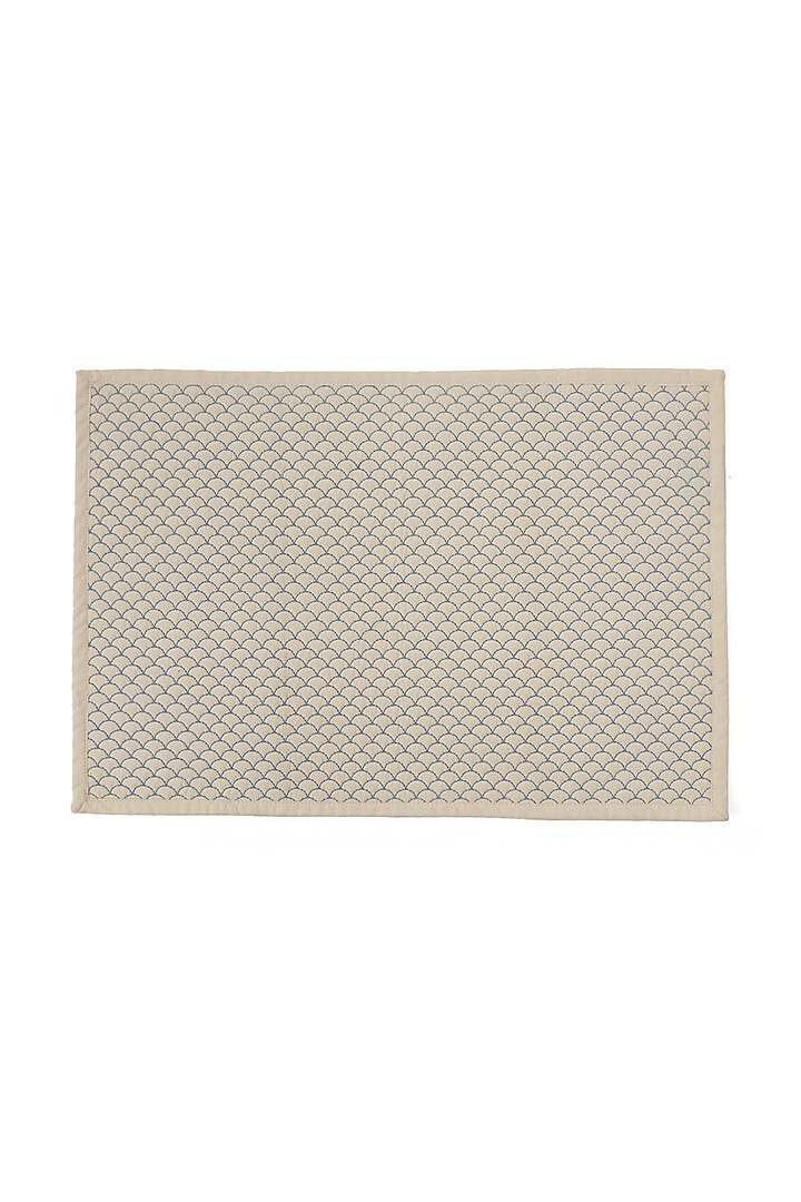 Beige Cotton Quilted Table Mat Set by Eris home at Pernia's Pop Up Shop
