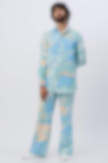 Sky Blue Moss Crepe Co-Ord Set by Erised Pret