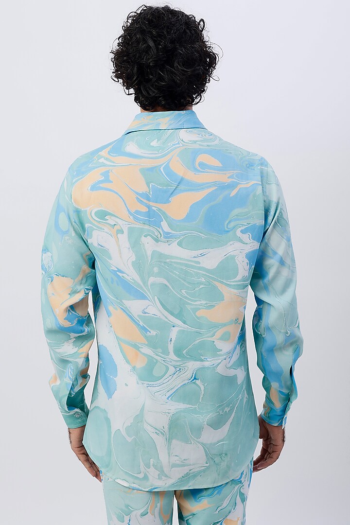 Sky Blue Moss Crepe Co-Ord Set by Erised Pret at Pernia's Pop Up Shop