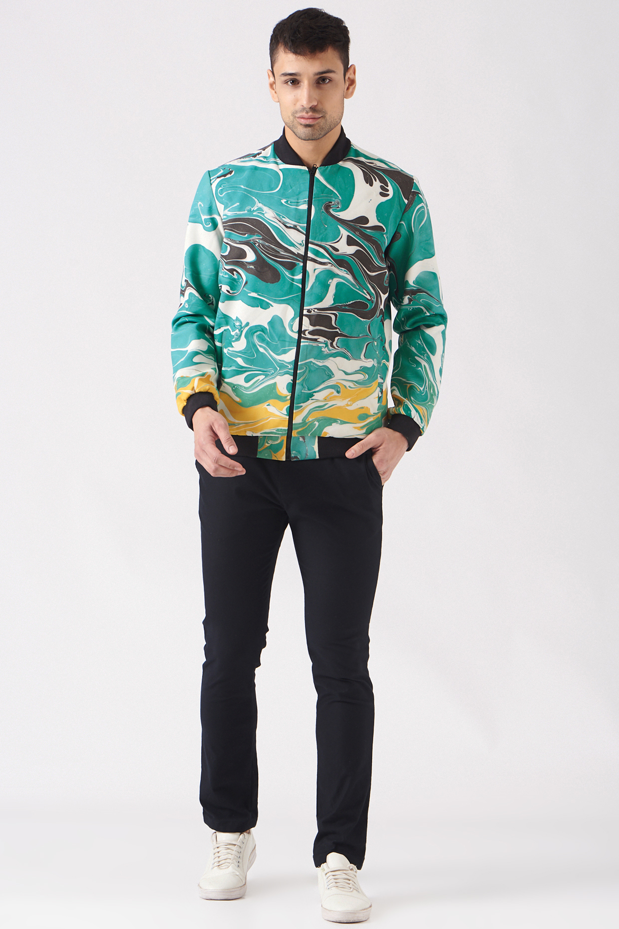 Scuba Blue Bomber Jacket by Erised Pret