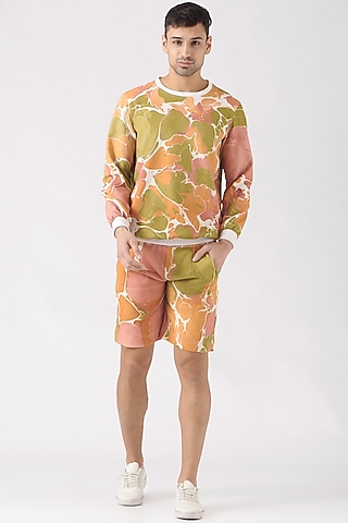 White & Lime Polyester Silk Blend Co-ord Set by Erised Pret