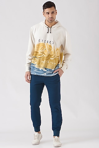 White Polyester Silk Blend Hoodie by Erised Pret