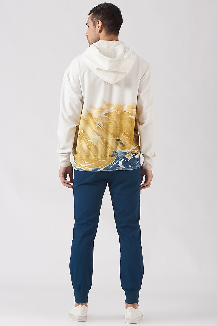 White Polyester Silk Blend Hoodie by Erised Pret at Pernia's Pop Up Shop