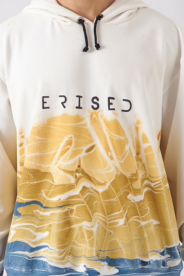 White Polyester Silk Blend Hoodie by Erised Pret at Pernia's Pop Up Shop