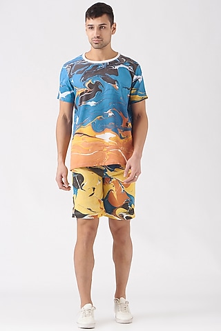 Multi-Colored Polyester Silk Blend Co-Ord Set by Erised Pret