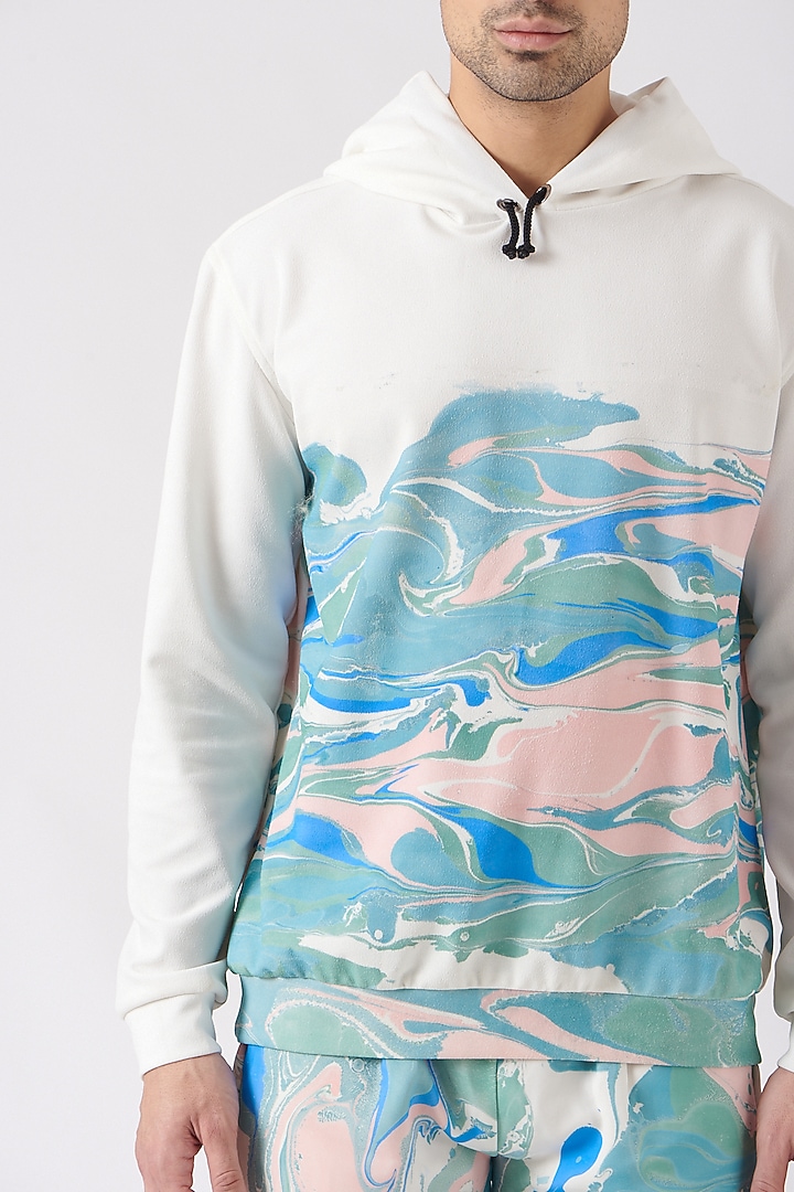 White & Aqua Blue Scuba Moss Co-ord Set by Erised Pret at Pernia's Pop Up Shop
