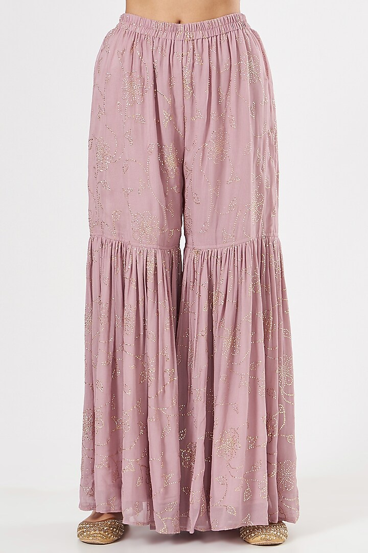 Blush Pink Georgette & Crepe Gharara Set by House of Erum at Pernia's Pop Up Shop