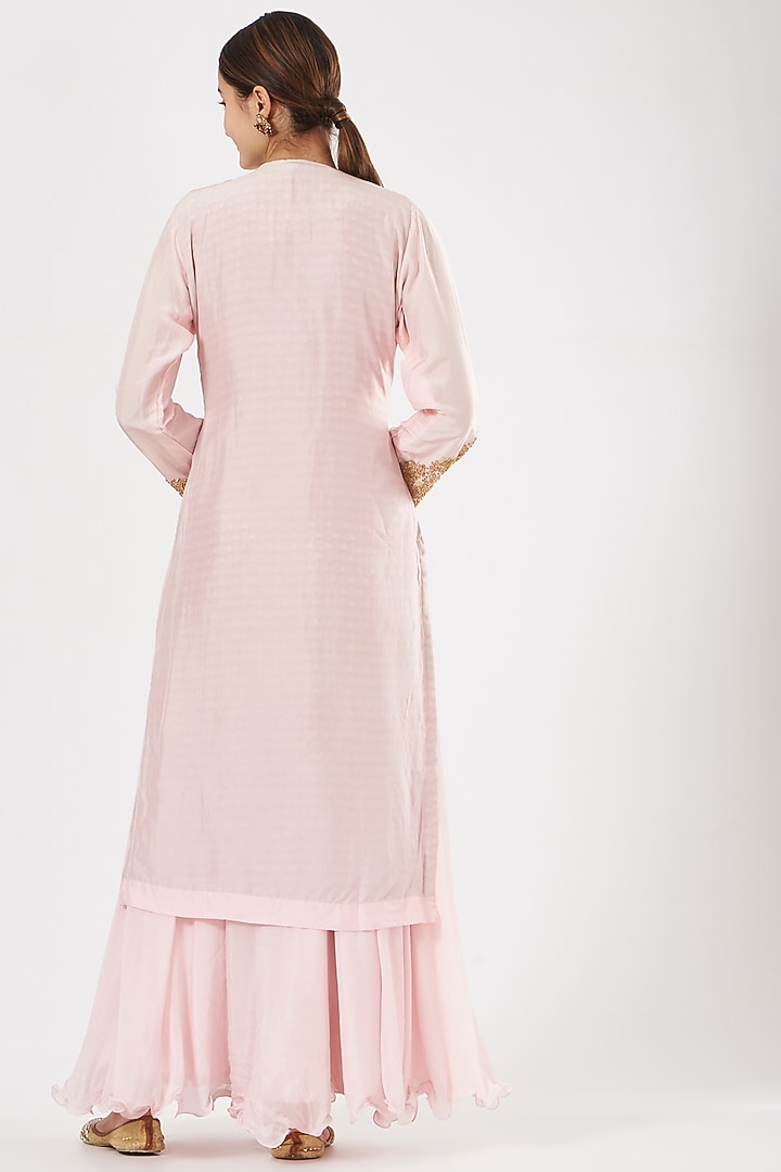 Blush Pink Embroidered Party Wear Gown With Jacket by House of Erum at Pernia's Pop Up Shop