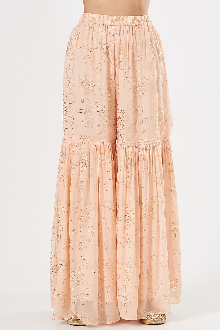 Blush Pink Georgette & Crepe Party Wear Sharara Set by House of Erum at Pernia's Pop Up Shop