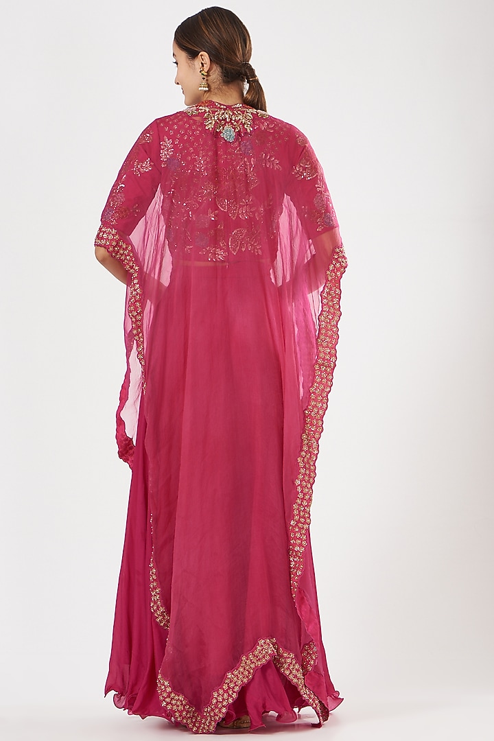 Cadmium Red Embroidered Cape Set by House of Erum at Pernia's Pop Up Shop