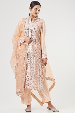 Nude Crochet Lace Kurta Set by House of erum
