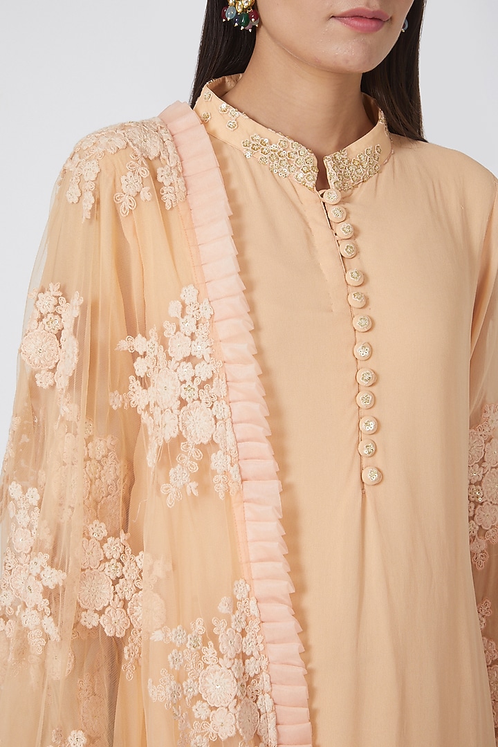 Peach Sequins Embroidered Tunic Set by House of erum at Pernia's Pop Up Shop